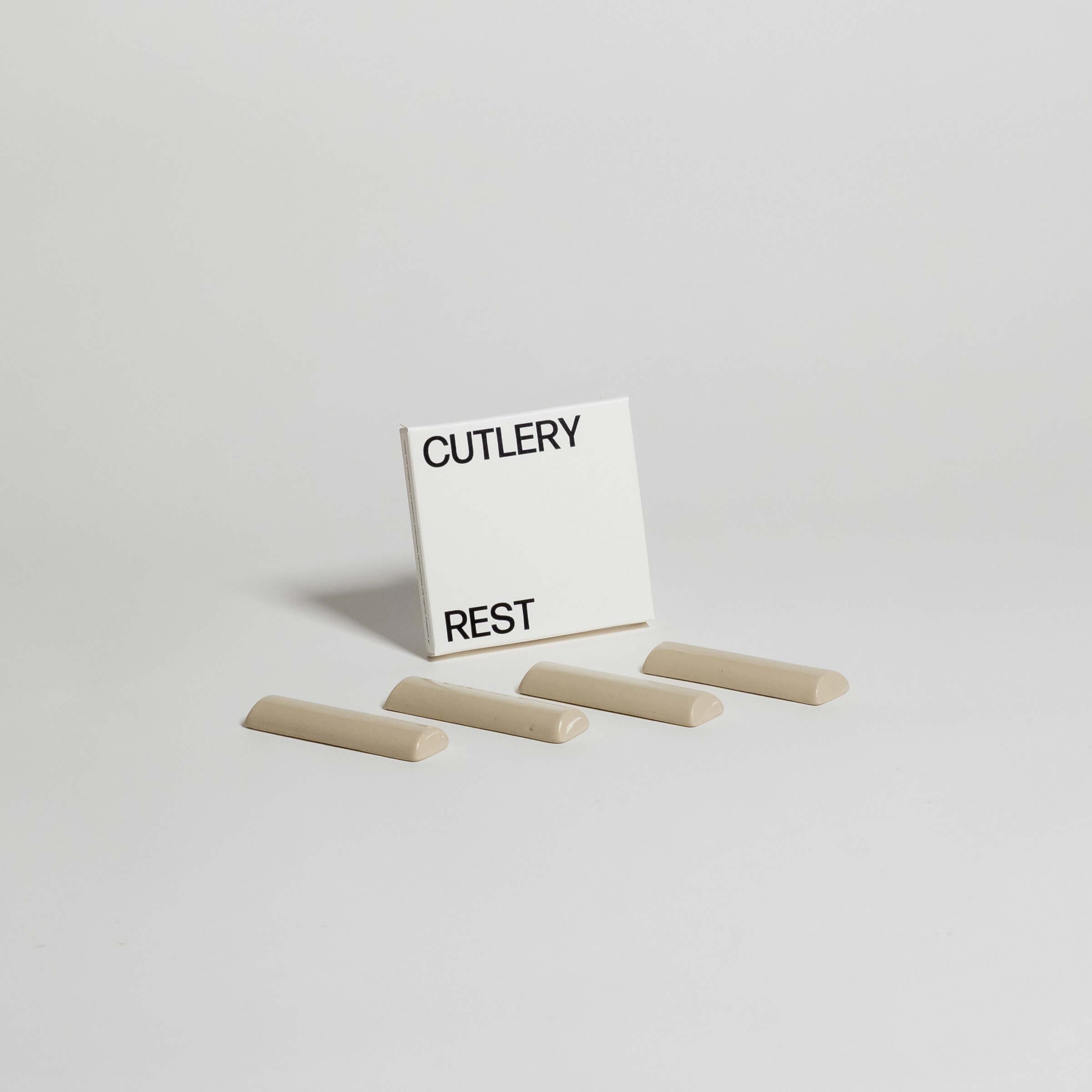 4er Set – Besteck Ablage - Creme, handgefertigte Steingutkeramik zur ordentlichen Ablage von Besteck.