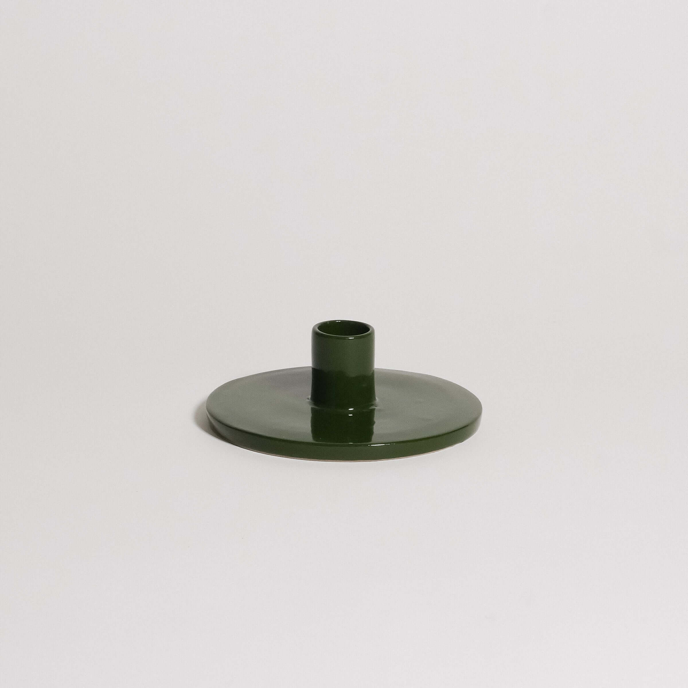 Candle Holder – Green made from durable stoneware with a smooth glaze, perfect for home decor.