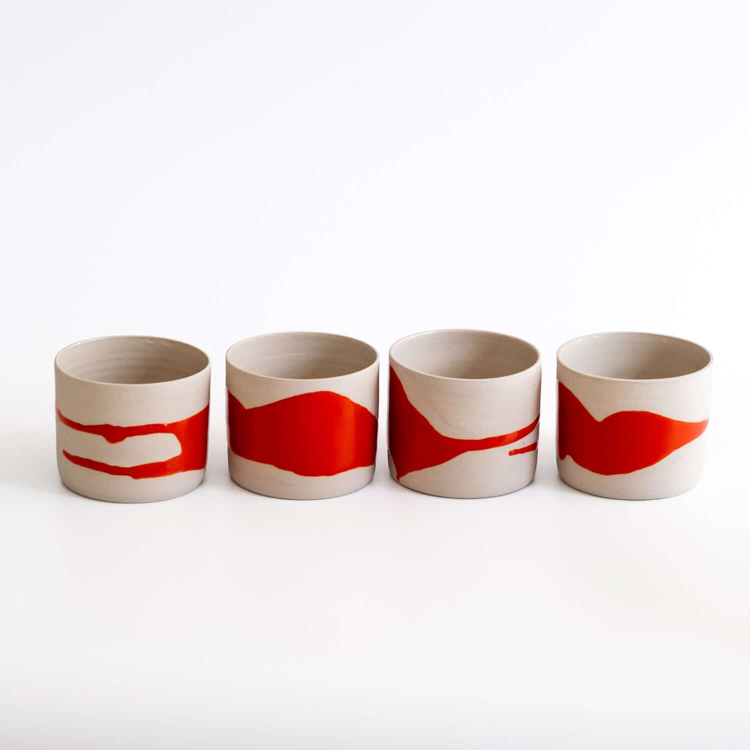 Set of 4 - Coffee Cup - Splash Red