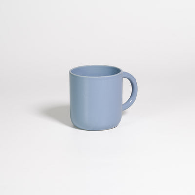 Coffee Mug Large Iceblue, handled stoneware mug with glossy ice blue glaze, handle turned away