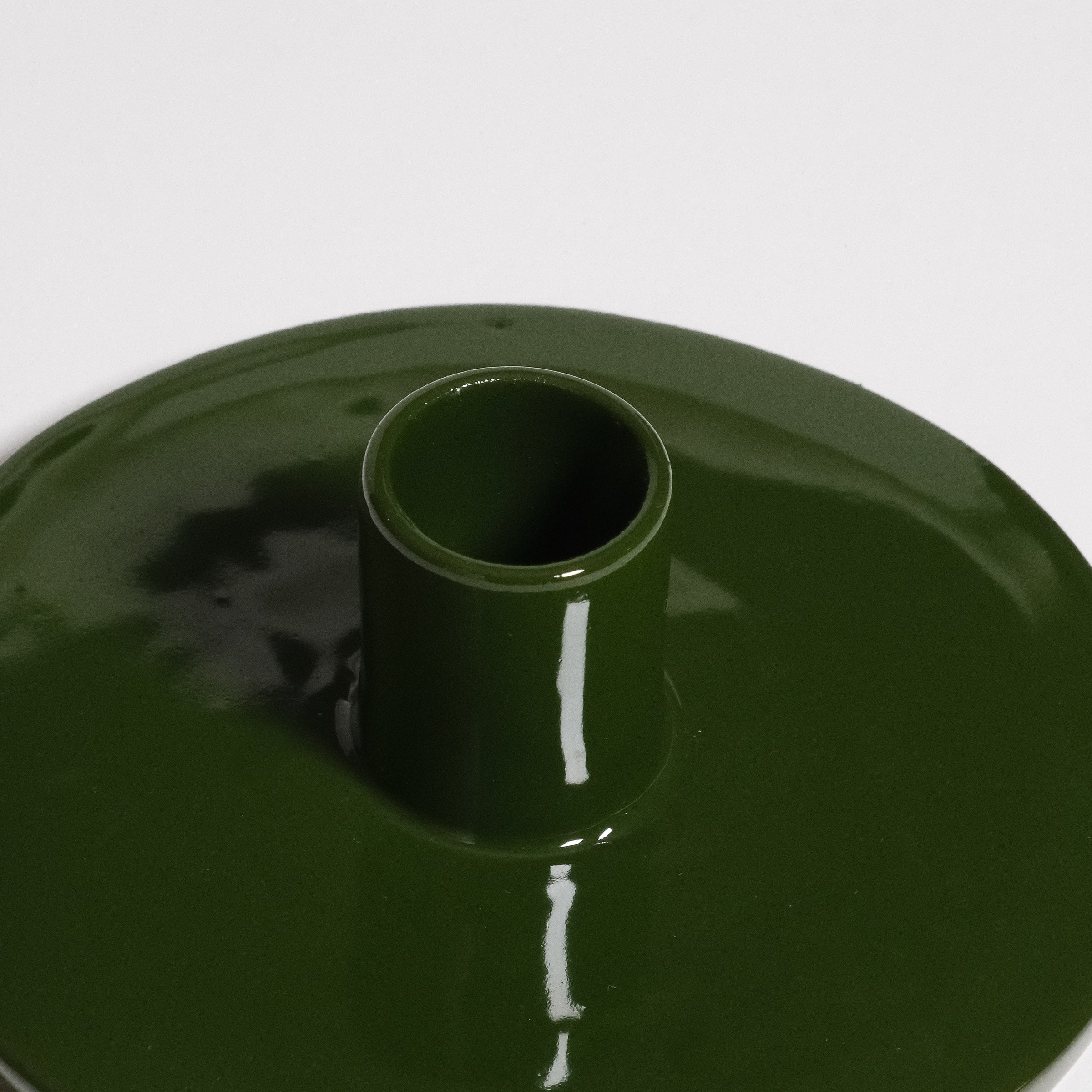 Candle Holder – Green top view showing smooth, glossy surface and single candle holder design.