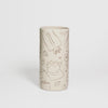 Video of the brown hand-drawn stoneware vase by Viola Beuscher x Steffi Bauer, turning to show the illustration all around