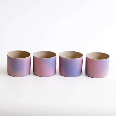 Set of 4 - Coffee Cup - Lilac Sky, handgemachte Keramik mit sanfter Farbverlauf von Pink zu Lilac.
