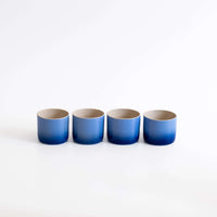 4er Set - blauer Verlauf Espressobecher Set, handgefertigte Becher in blauem Farbverlauf für Espresso.