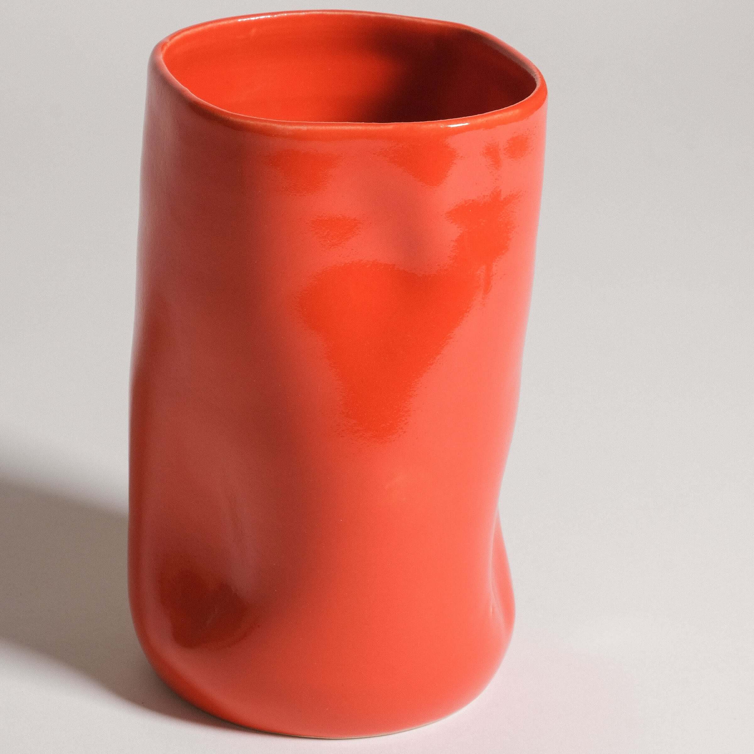 手工陶瓷花瓶- 红色